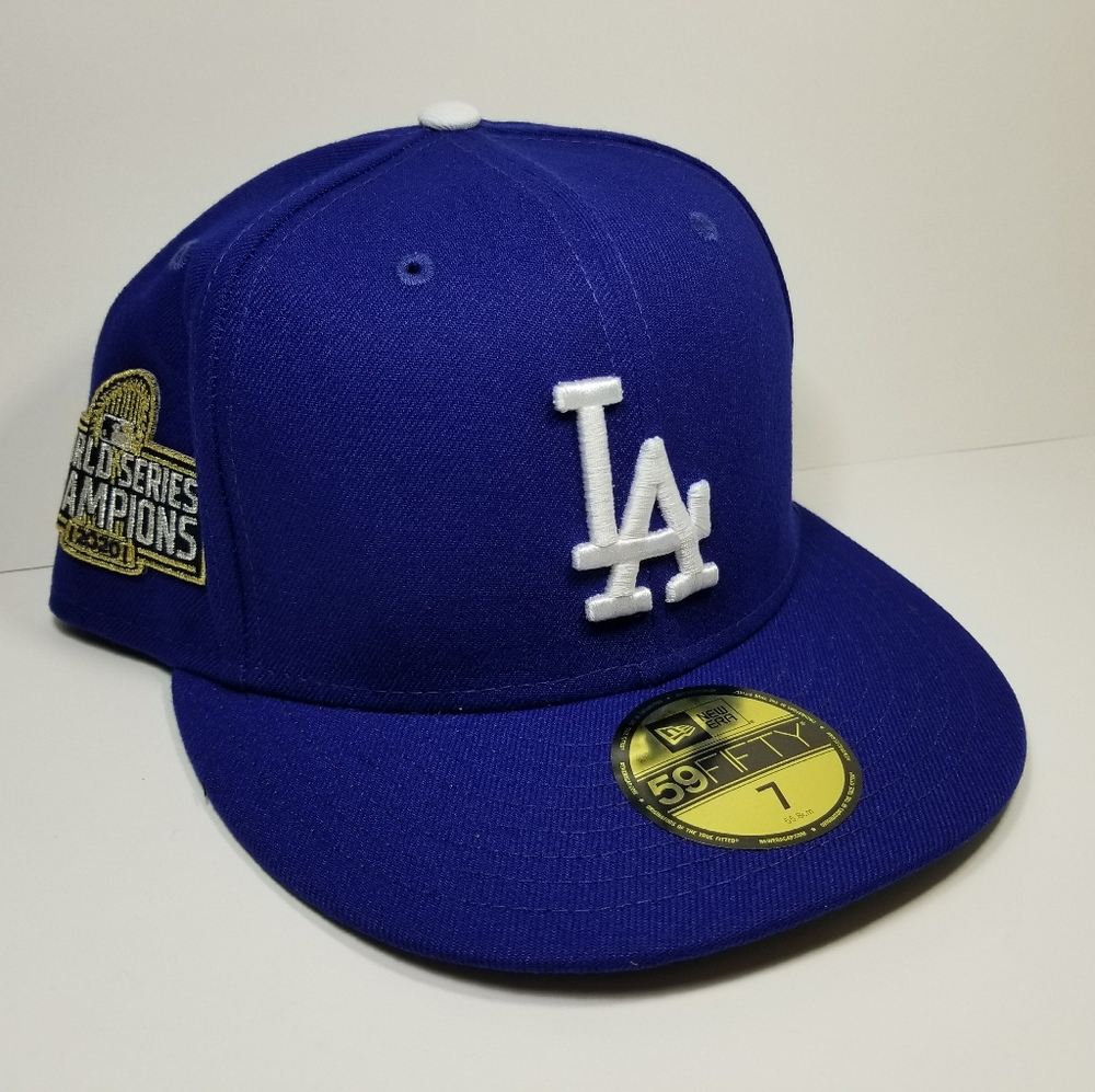 Official On Field Los Angeles Dodgers MLB New Era 2020 WS Champions Hat Size 7
